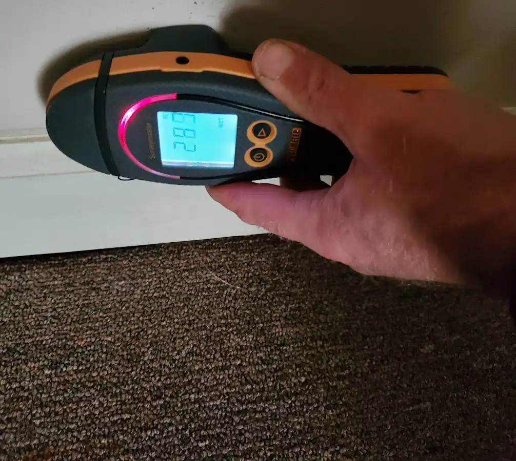 Moisture detection at baseboard during Sewage Cleanup & Sanitation in Upper Grand Lagoon